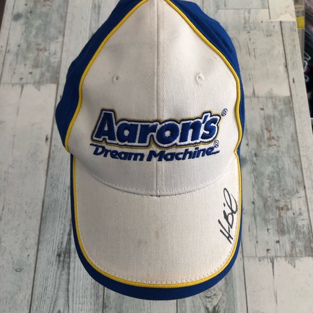 NASCAR Aaron's Dream Machine Autograph White and Blue Cap Unisex